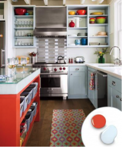 Cool Grey and Hot Orange kitchen
