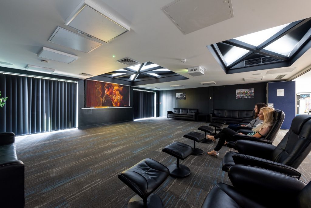 student cinema room with projector lift