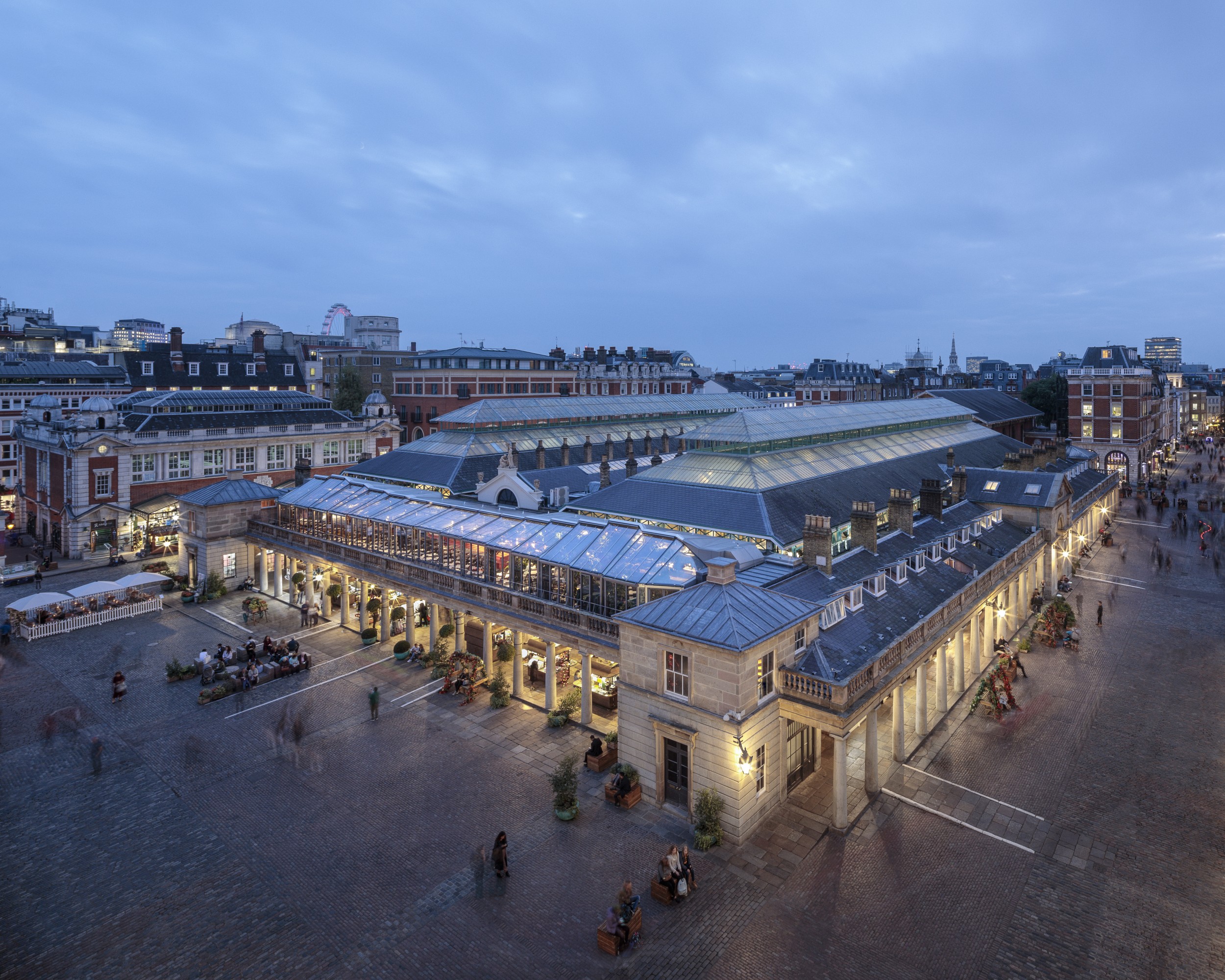 Covent Garden glass roof design can be shaded and beautiful